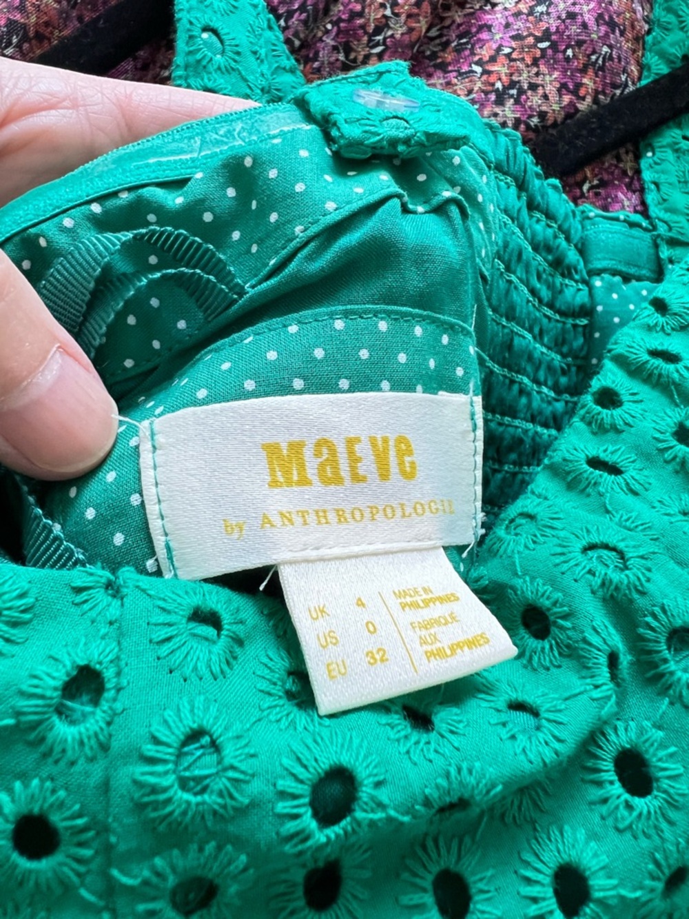 Anthropologie Emerald Green Eyelet Midi Dress - Picture 5 of 6